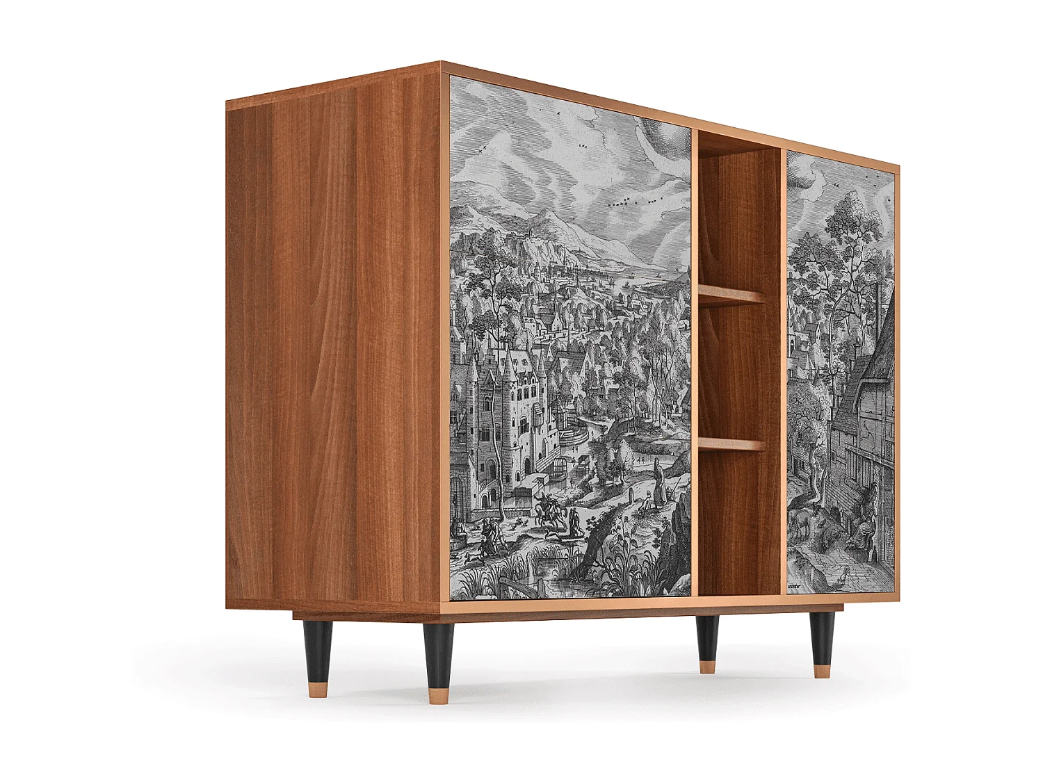 Credenza - 125x98x48 cm - BS2 - Bird Dropping, Noce