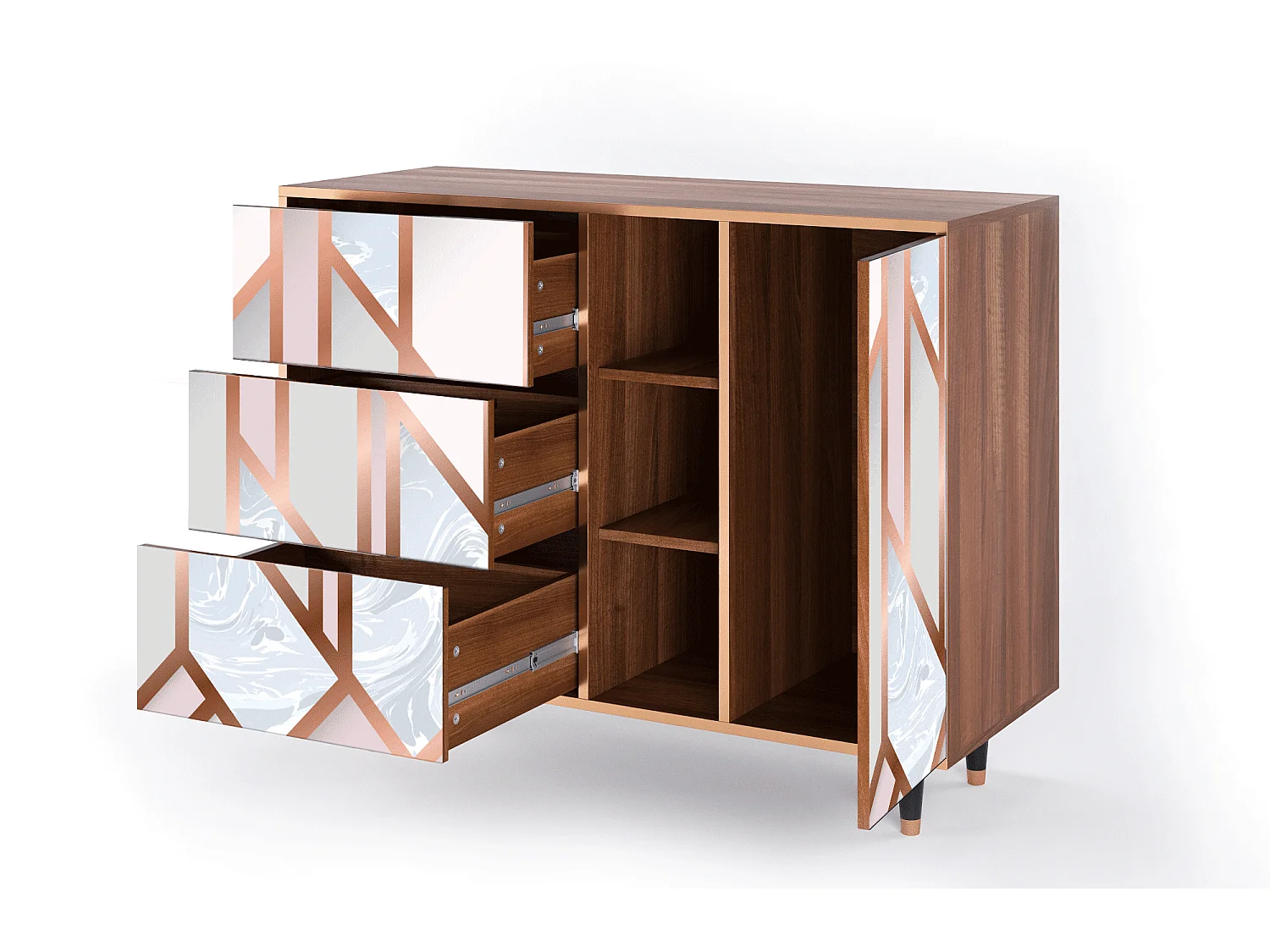 Credenza - 125x98x48 cm - BS2 - Champagne Story, Noce