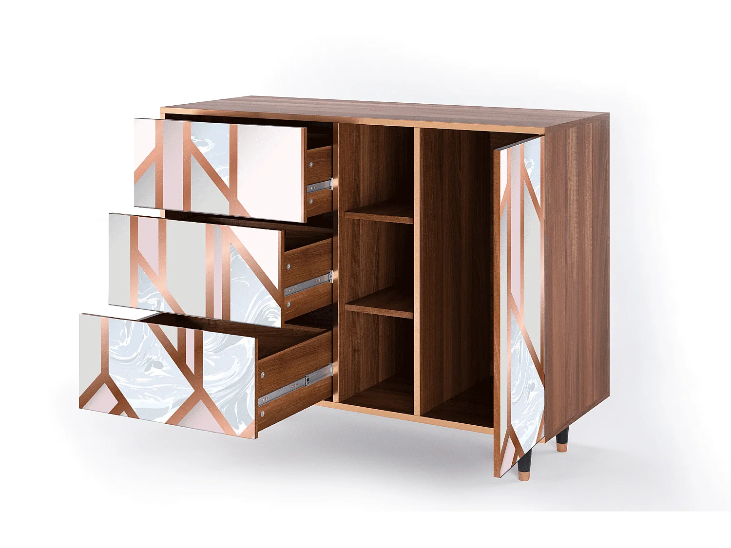 Kredens - 125x98x48 cm - BS2 - Champagne Story, Orzech