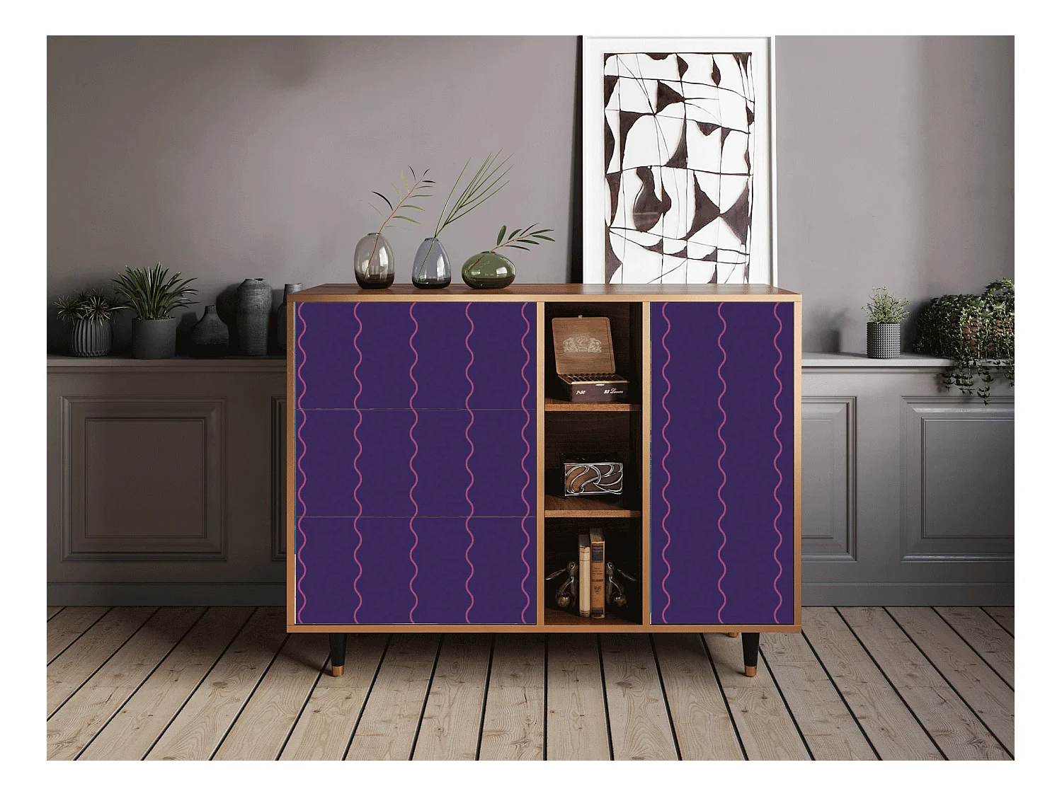 Aparador - 125x98x48 cm - BS2 - Grape Maccaroni, Nogal