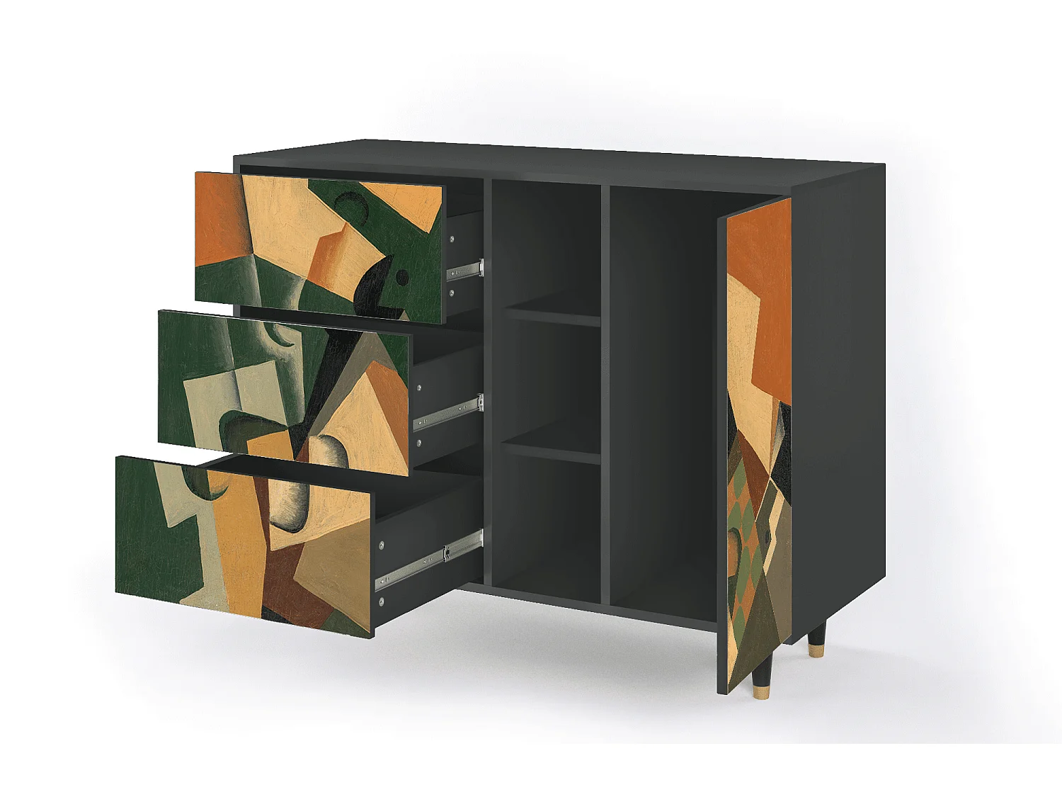 Aparador - 125x98x48 cm - BS2 - Glass and Checkerboard, Antracite