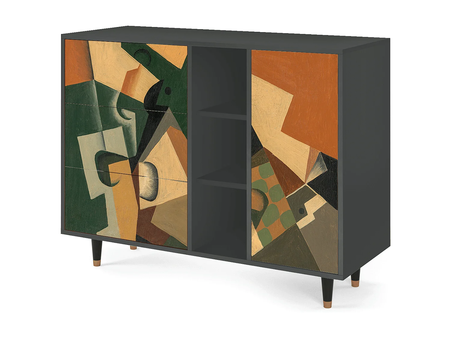 Dressoir - 125x98x48 cm - BS2 - Glass and Checkerboard, Antraciet