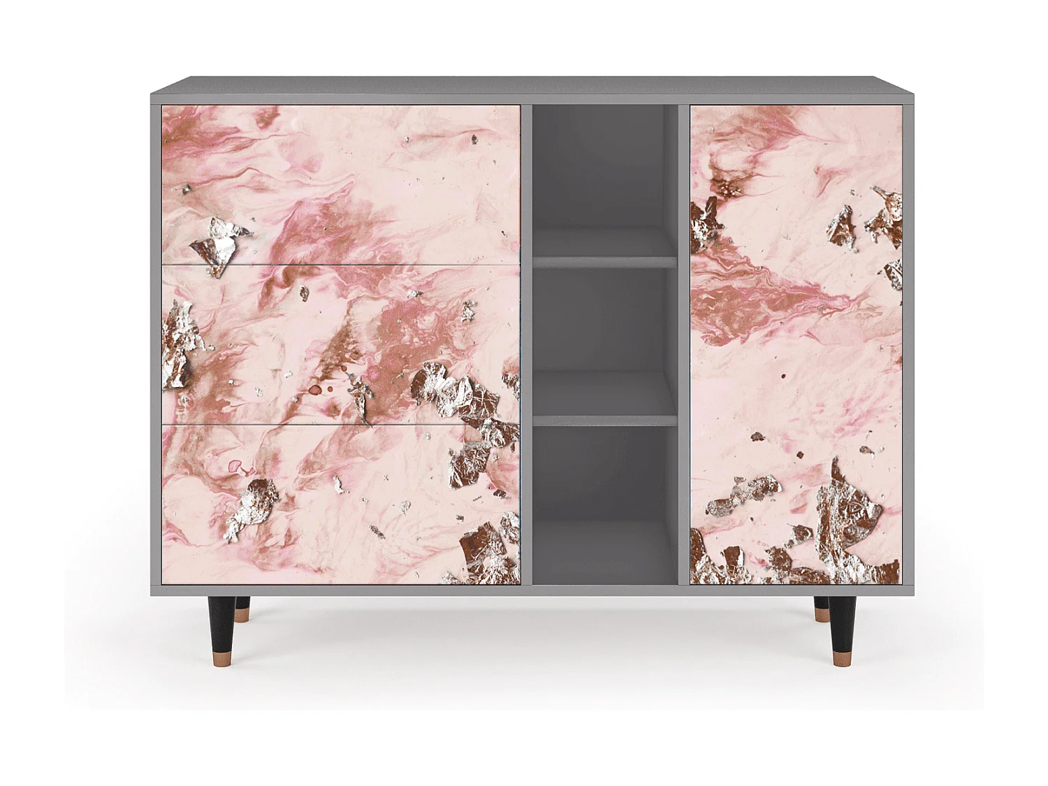 Credenza - 125x98x48 cm - BS2 - Cotton Candy, Grigio