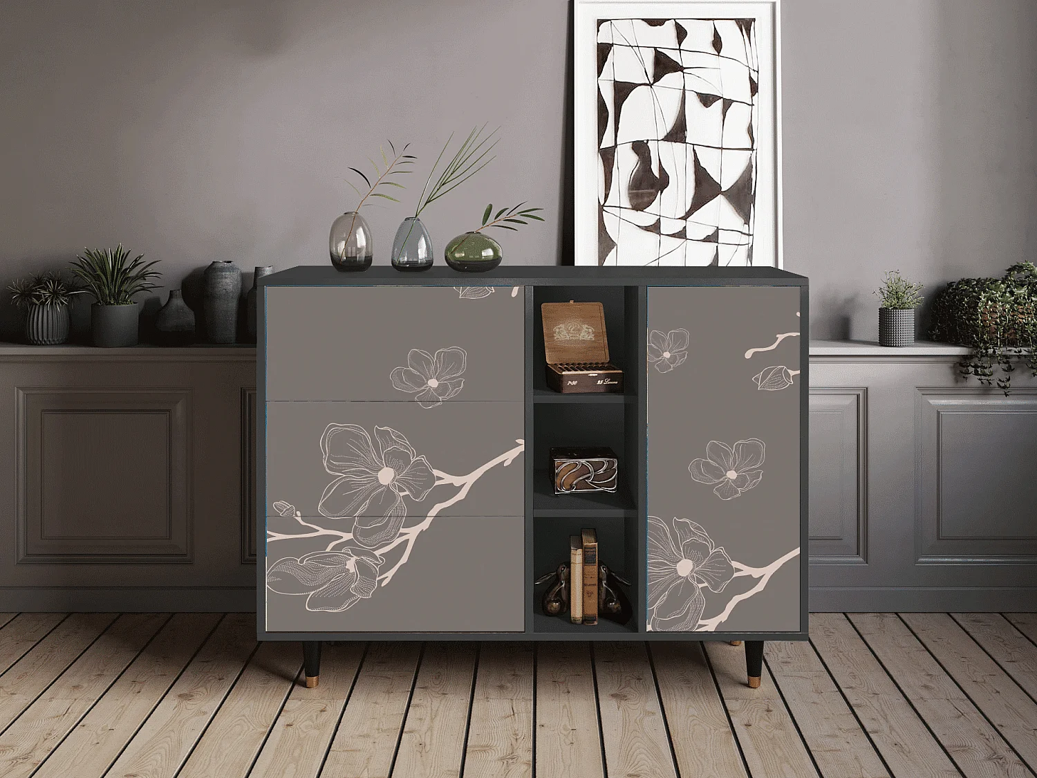 Buffet - 125x98x48 cm - BS2 - Cherry Blossom, Anthracite