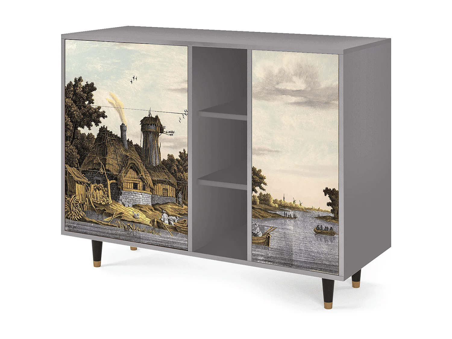 Buffet - 125x98x48 cm - BS2 - Mill along a River, Gris