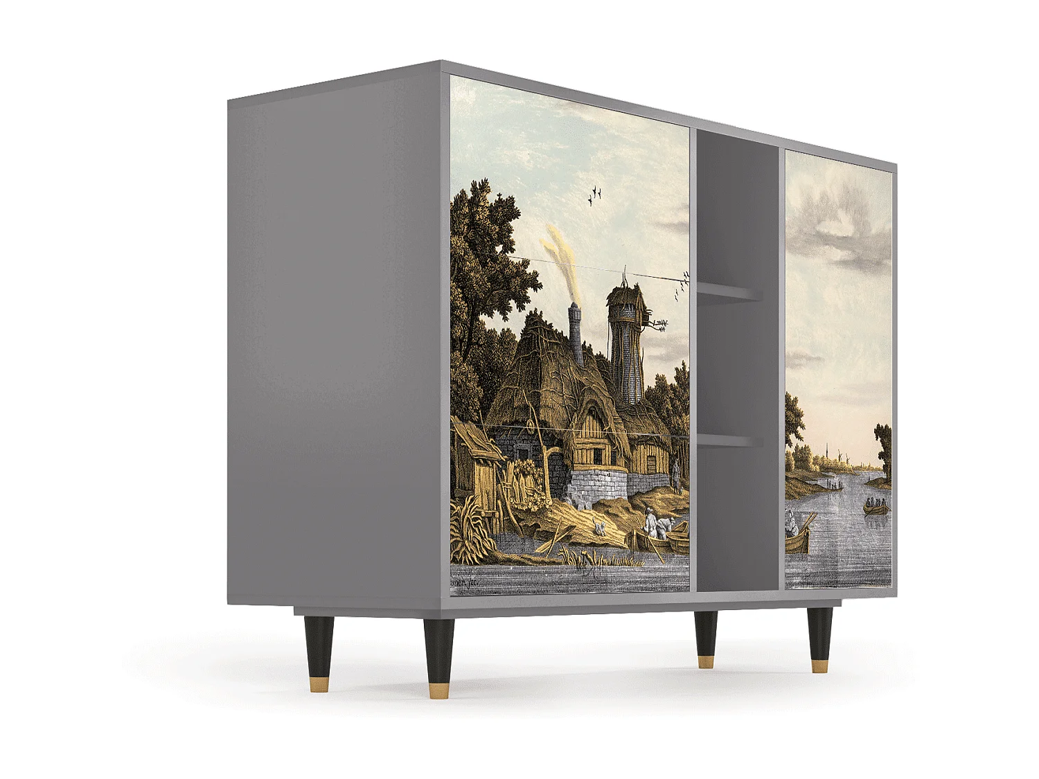 Buffet - 125x98x48 cm - BS2 - Mill along a River, Gris