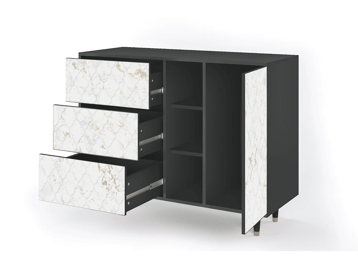 Buffet - 125x98x48 cm - BS2 - Sweet Cotton, Anthracite