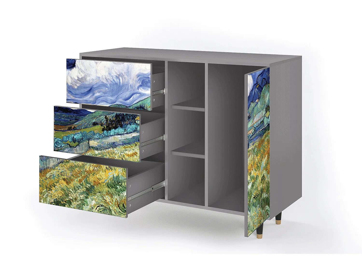 Dressoir - 125x98x48 cm - BS2 - Landscape, Grijs