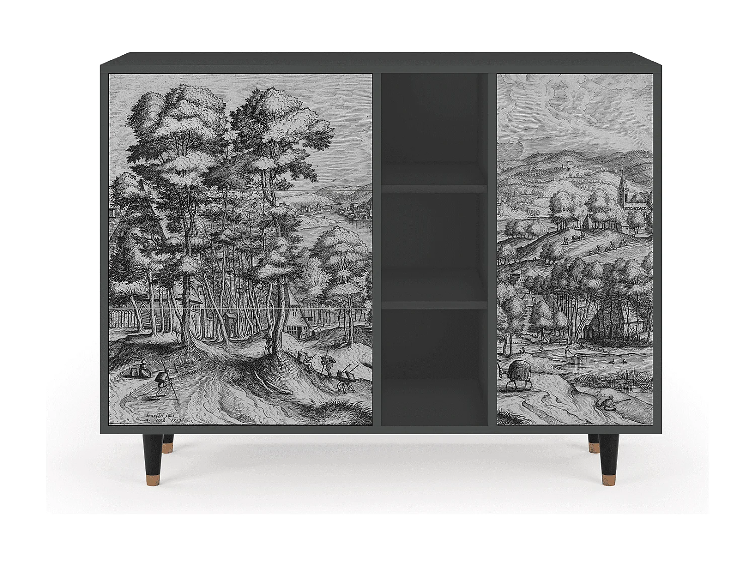 Dressoir - 125x98x48 cm - BS2 - Rusticorum, Antraciet