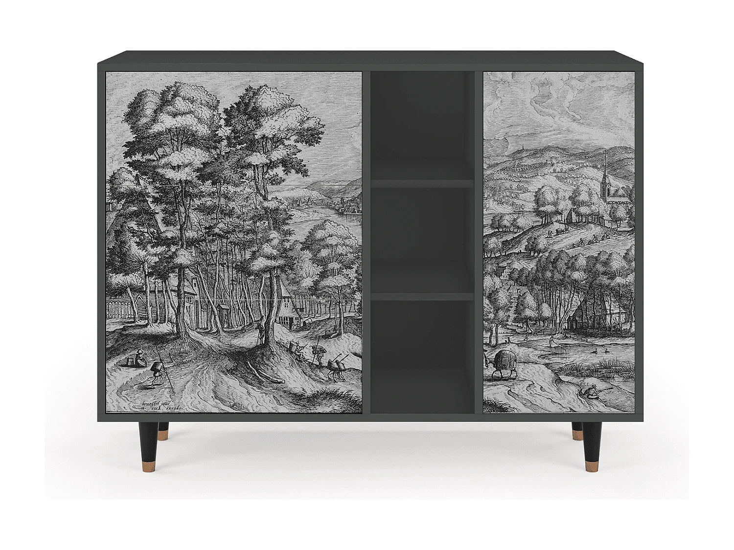 Dressoir - 125x98x48 cm - BS2 - Rusticorum, Antraciet