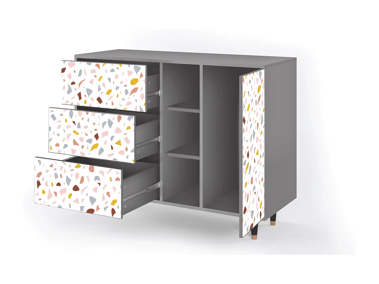 Aparador - 125x98x48 cm - BS2 - Marmelade Cheese, Gris