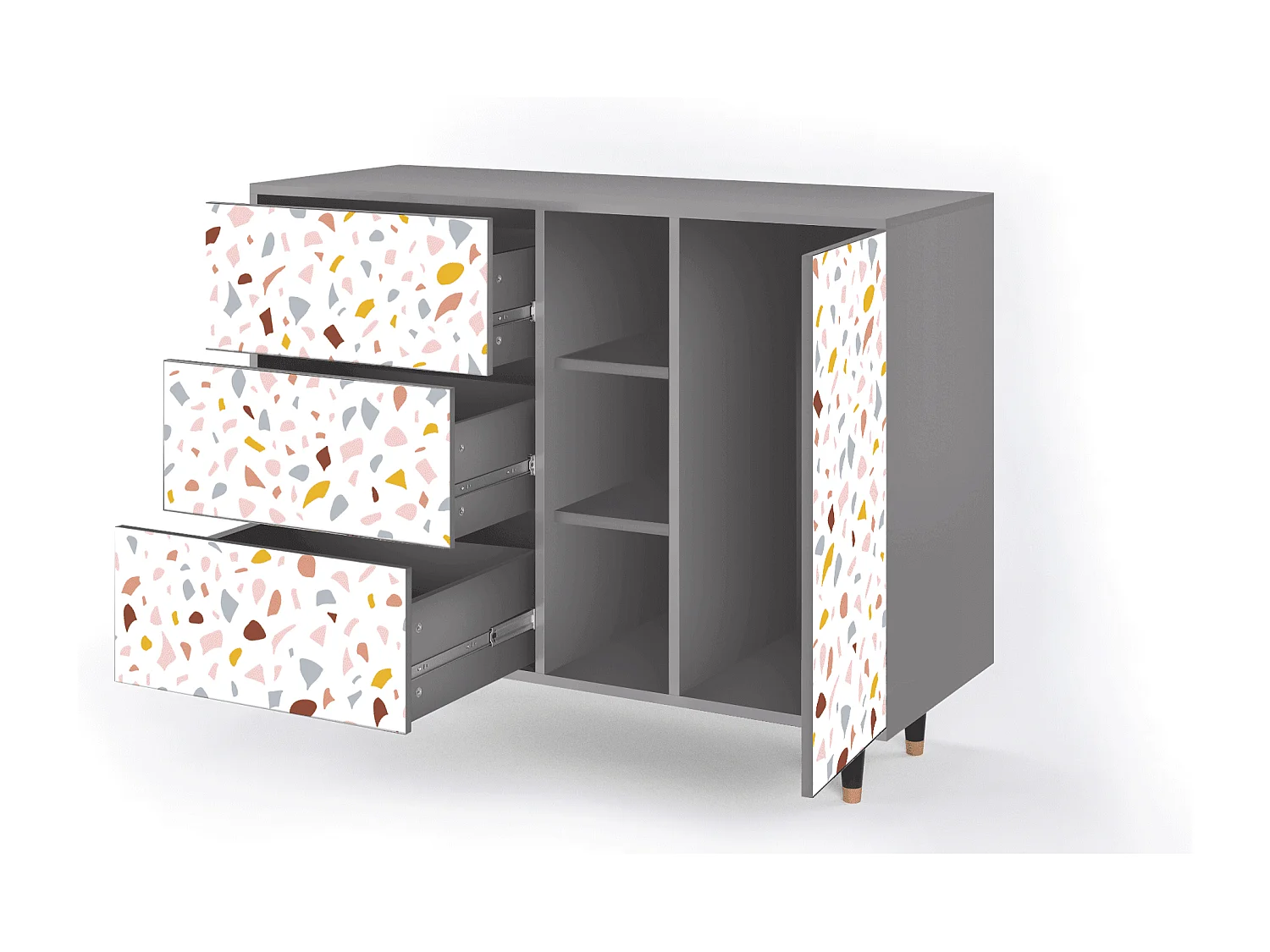 Buffet - 125x98x48 cm - BS2 - Marmelade Cheese, Gris