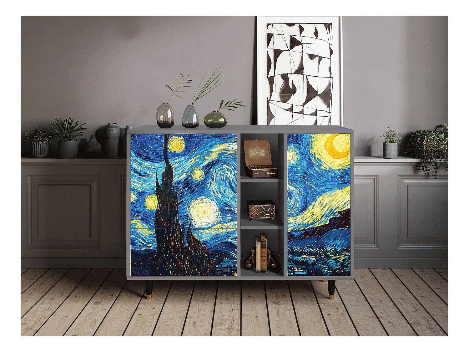 Sideboard - 125x98x48 cm - BS2 - The Starry Night  , Grau