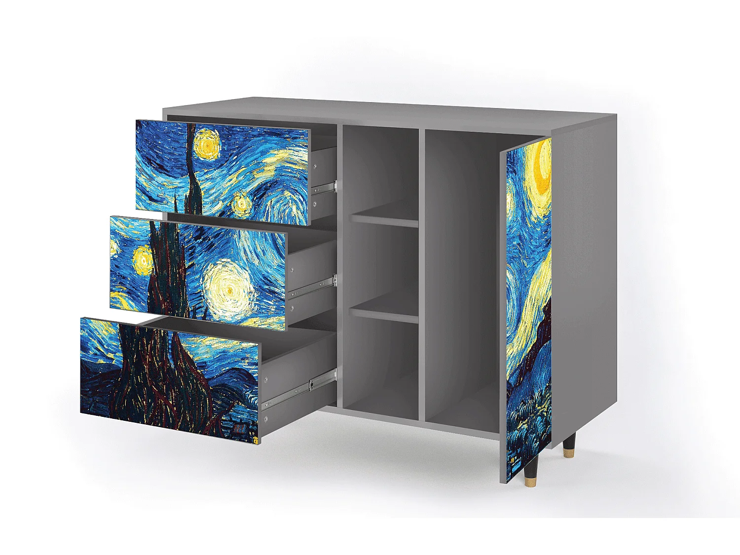 Aparador - 125x98x48 cm - BS2 - The Starry Night  , Gris