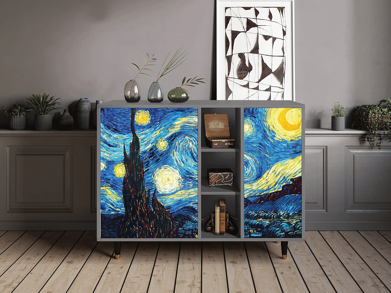 Sideboard - 125x98x48 cm - BS2 - The Starry Night  , Grau