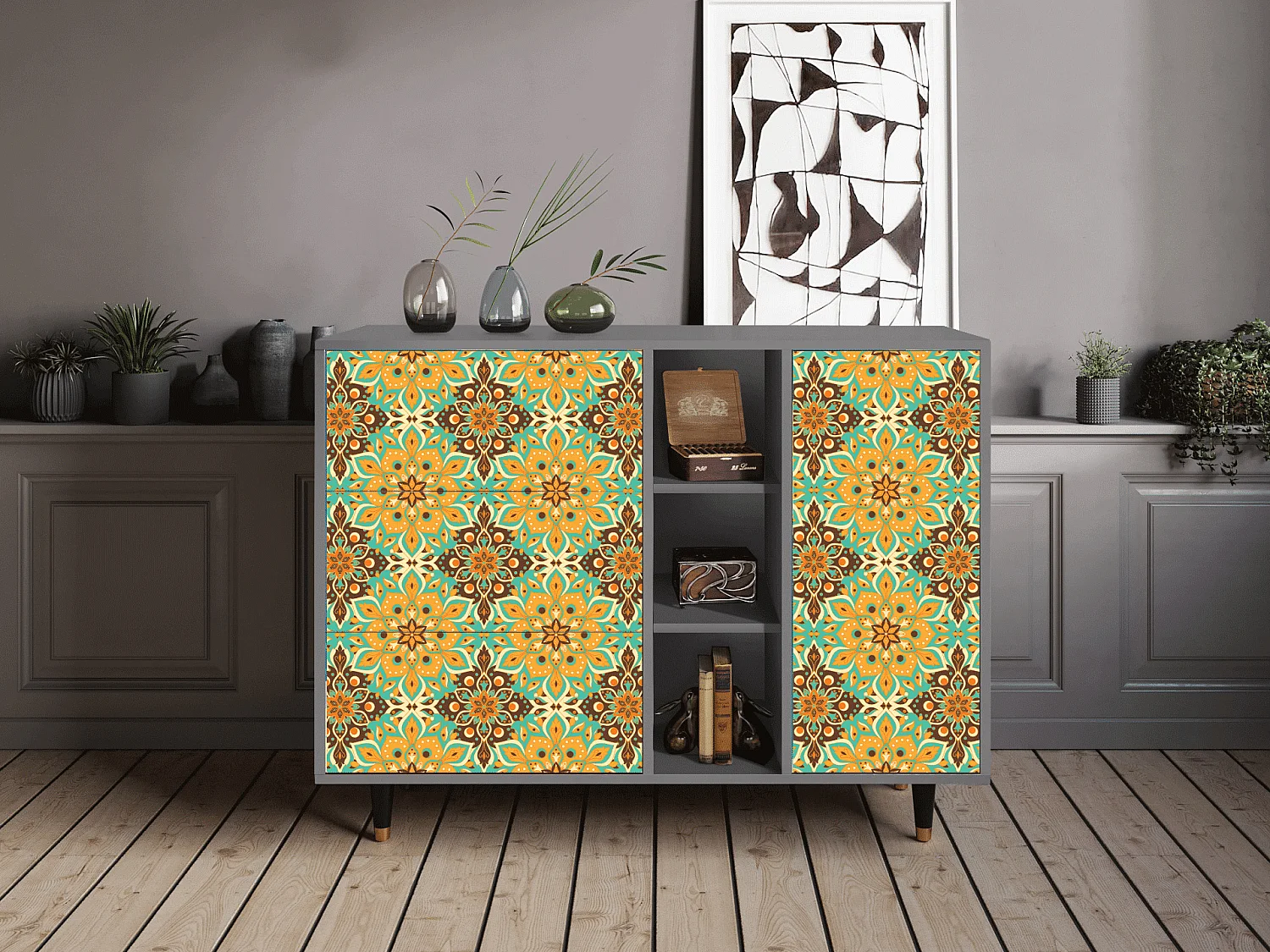 Sideboard - 125x98x48 cm - BS2 - Indian Spices, Grau