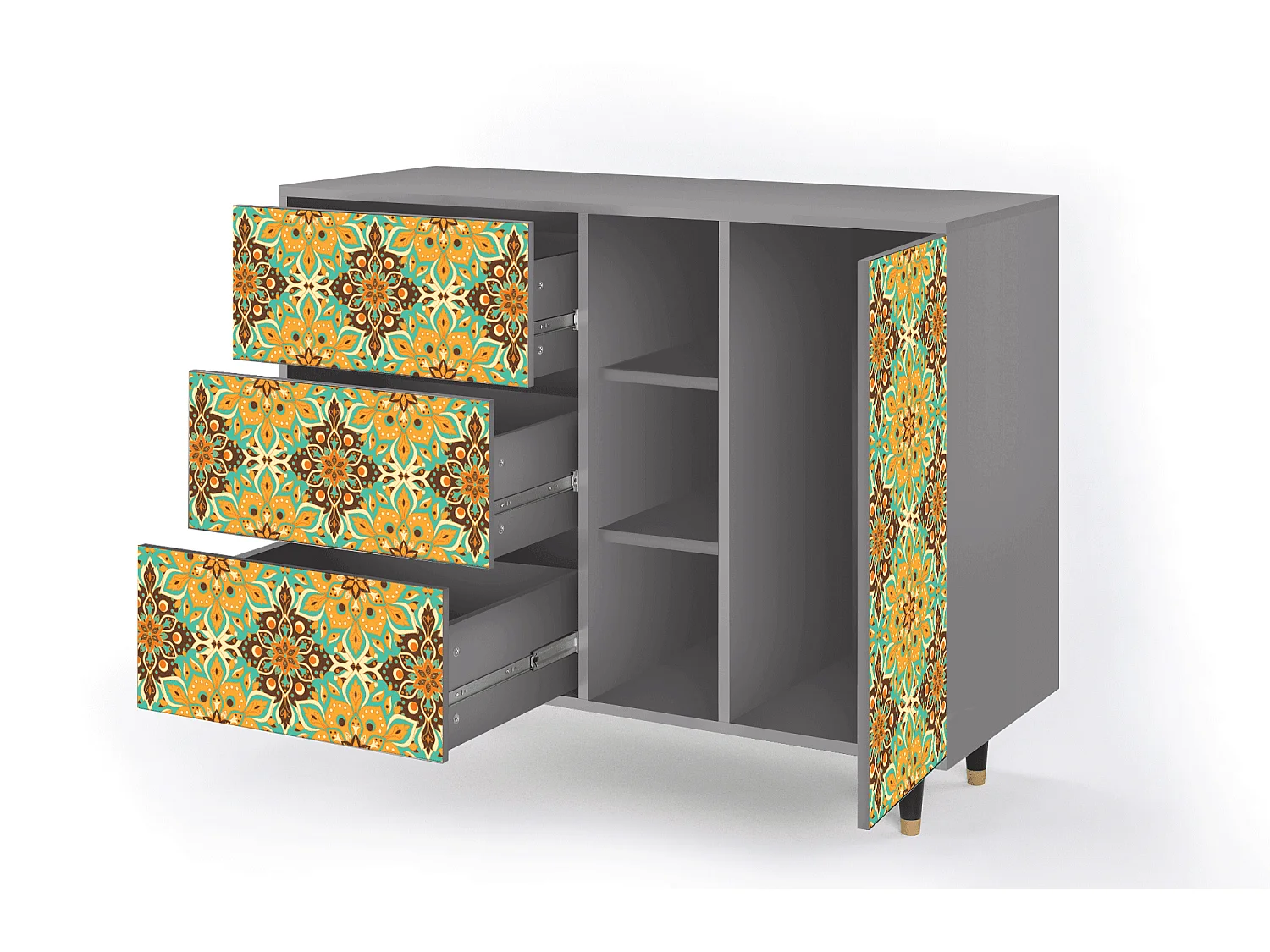 Sideboard - 125x98x48 cm - BS2 - Indian Spices, Grau