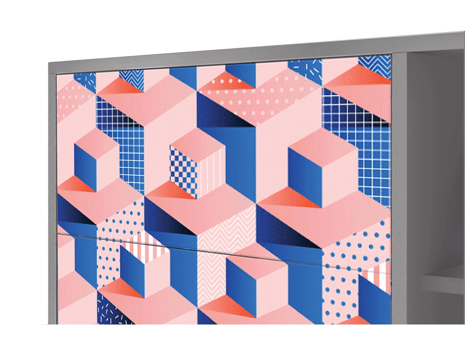 Sideboard - 125x98x48 cm - BS2 - Pinky Squares, Grau