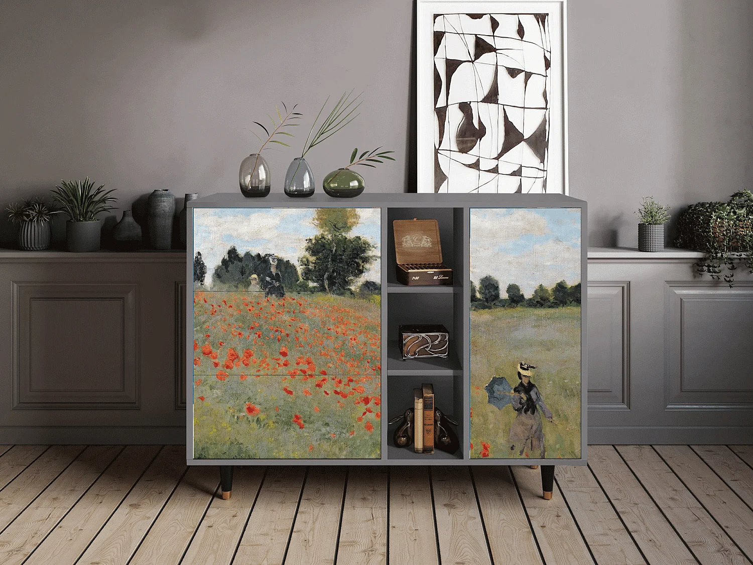 Buffet - 125x98x48 cm - BS2 - The Poppy Field   , Gris