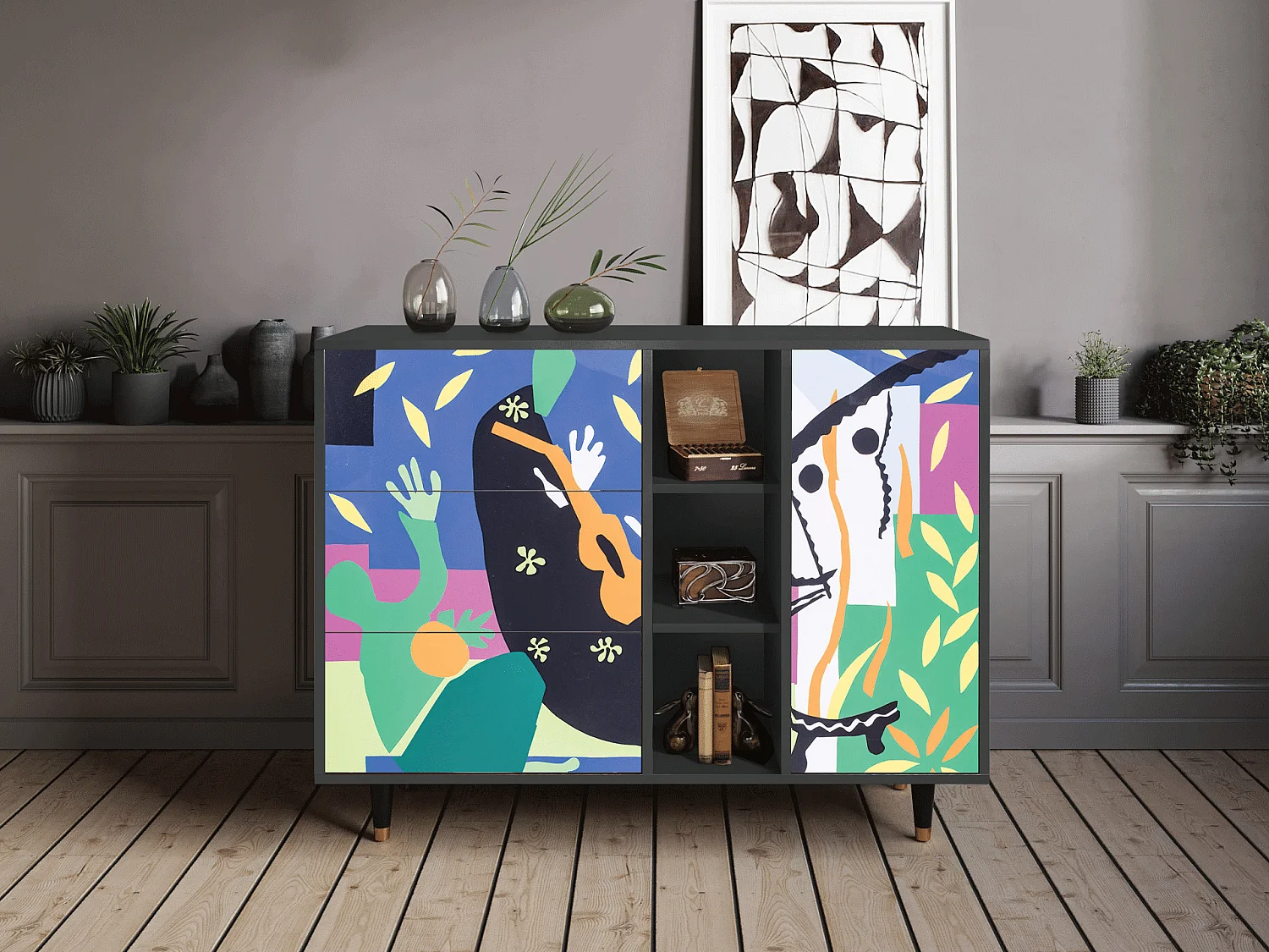 Buffet - 125x98x48 cm - BS2 - La Tristesse du Roi, Anthracite