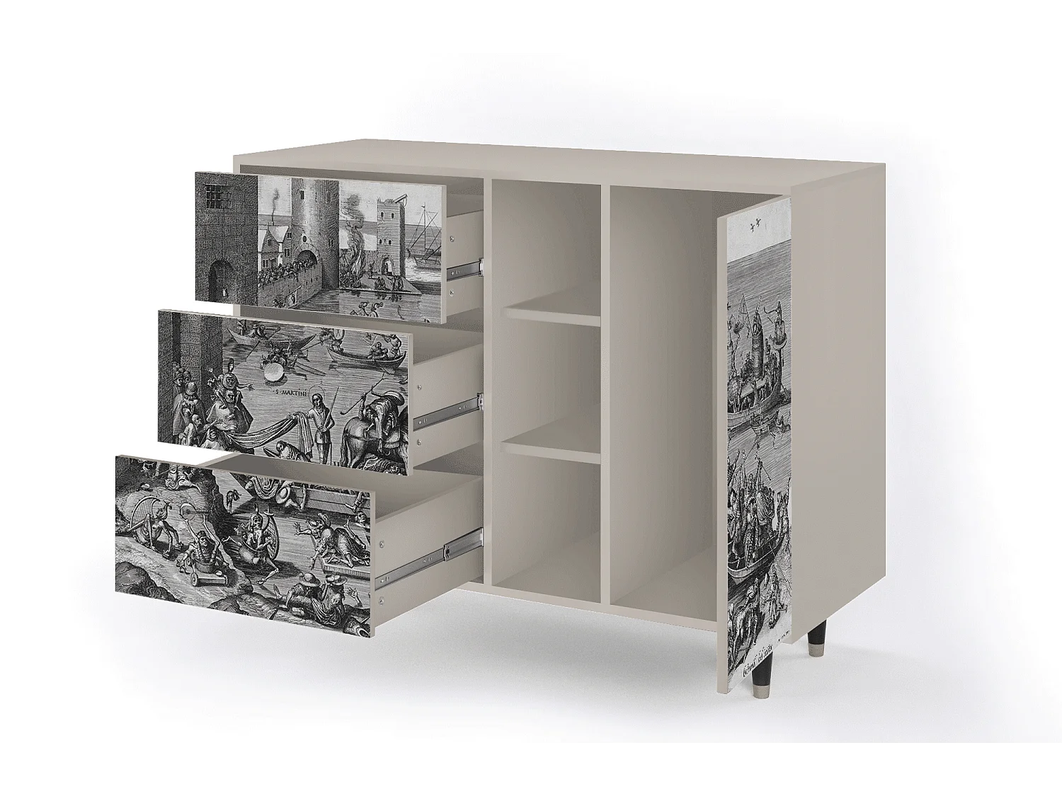 Aparador - 125x98x48 cm - BS2 - Saint Martin, Areia