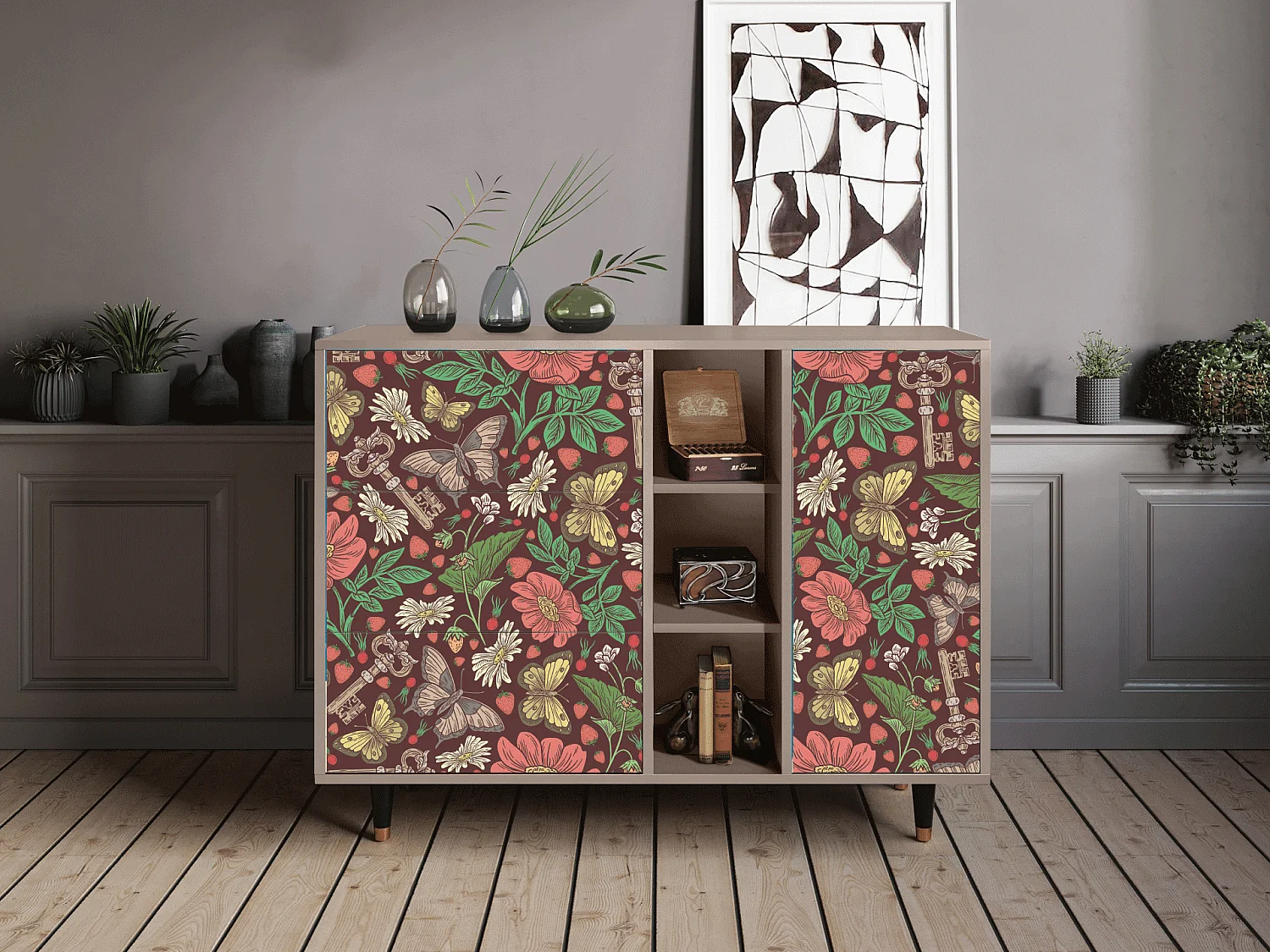 Credenza - 125x98x48 cm - BS2 - Alice in Wonderland, Latte