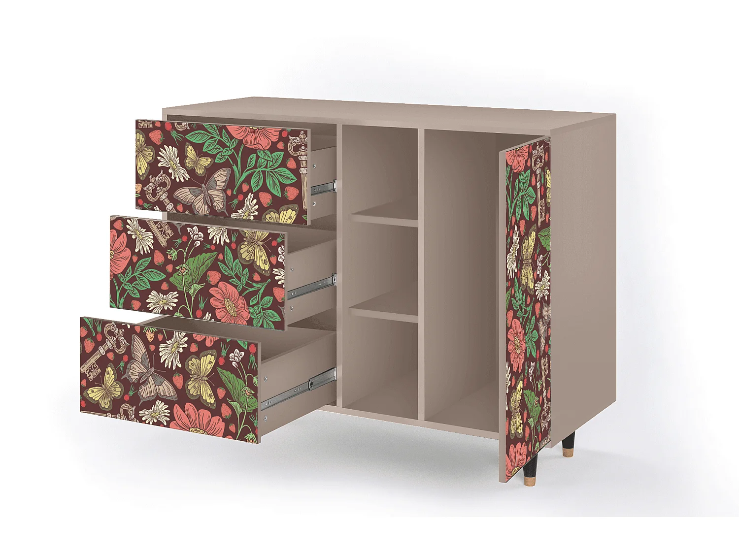 Credenza - 125x98x48 cm - BS2 - Alice in Wonderland, Latte