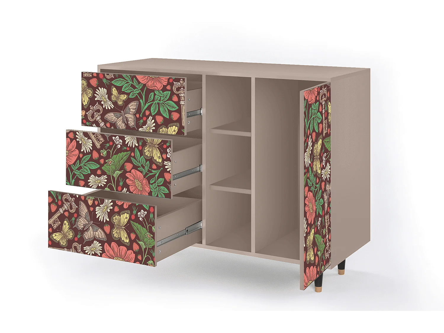 Aparador - 125x98x48 cm - BS2 - Alice in Wonderland, Latte