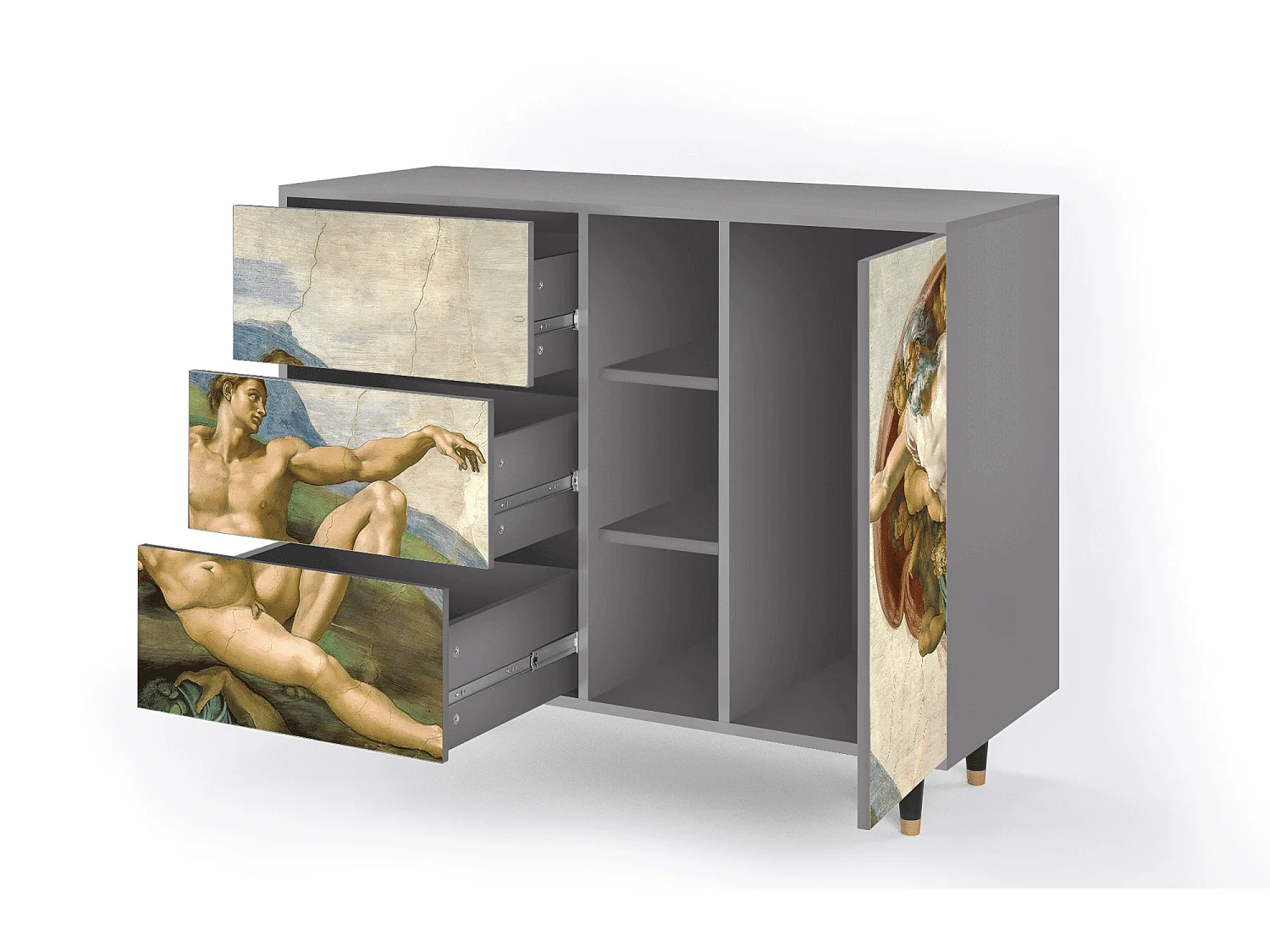 Dressoir - 125x98x48 cm - BS2 - The Creation of Adam, Grijs