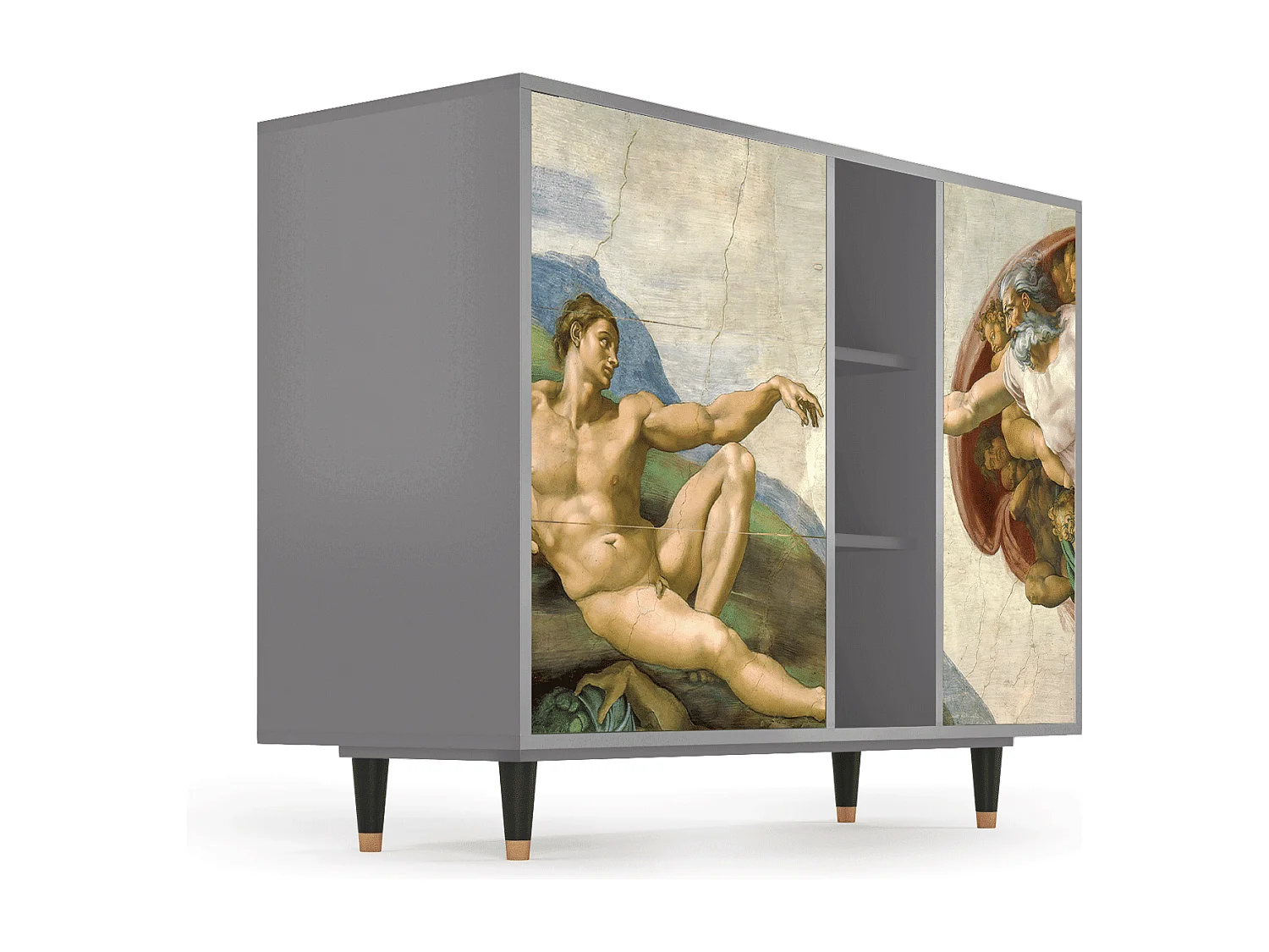 Kredens - 125x98x48 cm - BS2 - The Creation of Adam, Szary