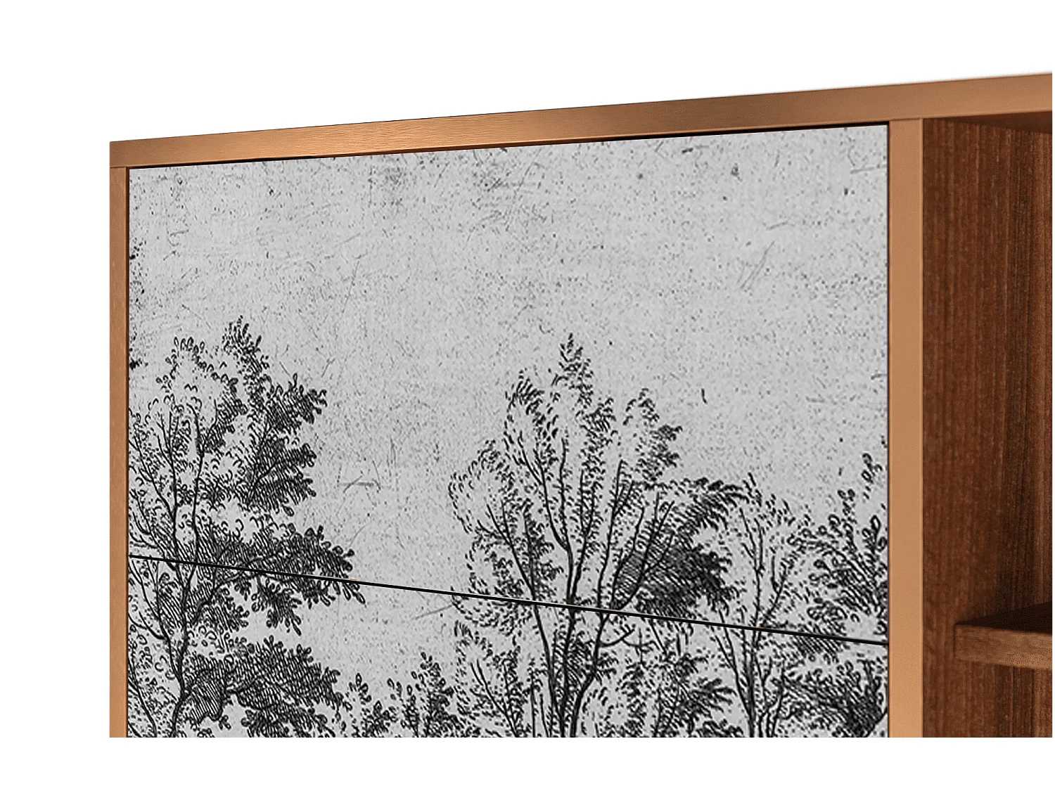 Buffet - 125x98x48 cm - BS2 - Castle with Bridge, Noyer