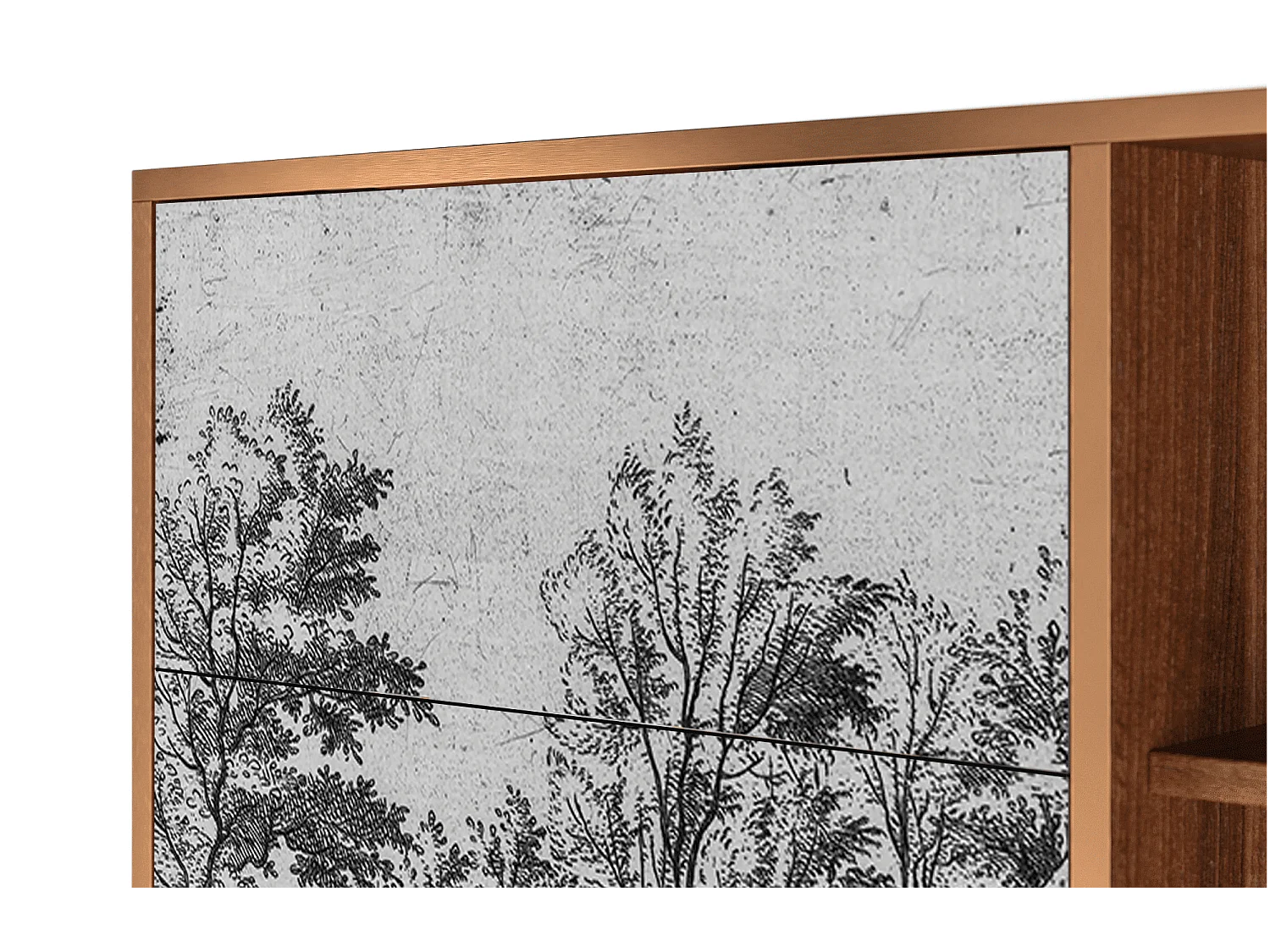 Buffet - 125x98x48 cm - BS2 - Castle with Bridge, Noyer