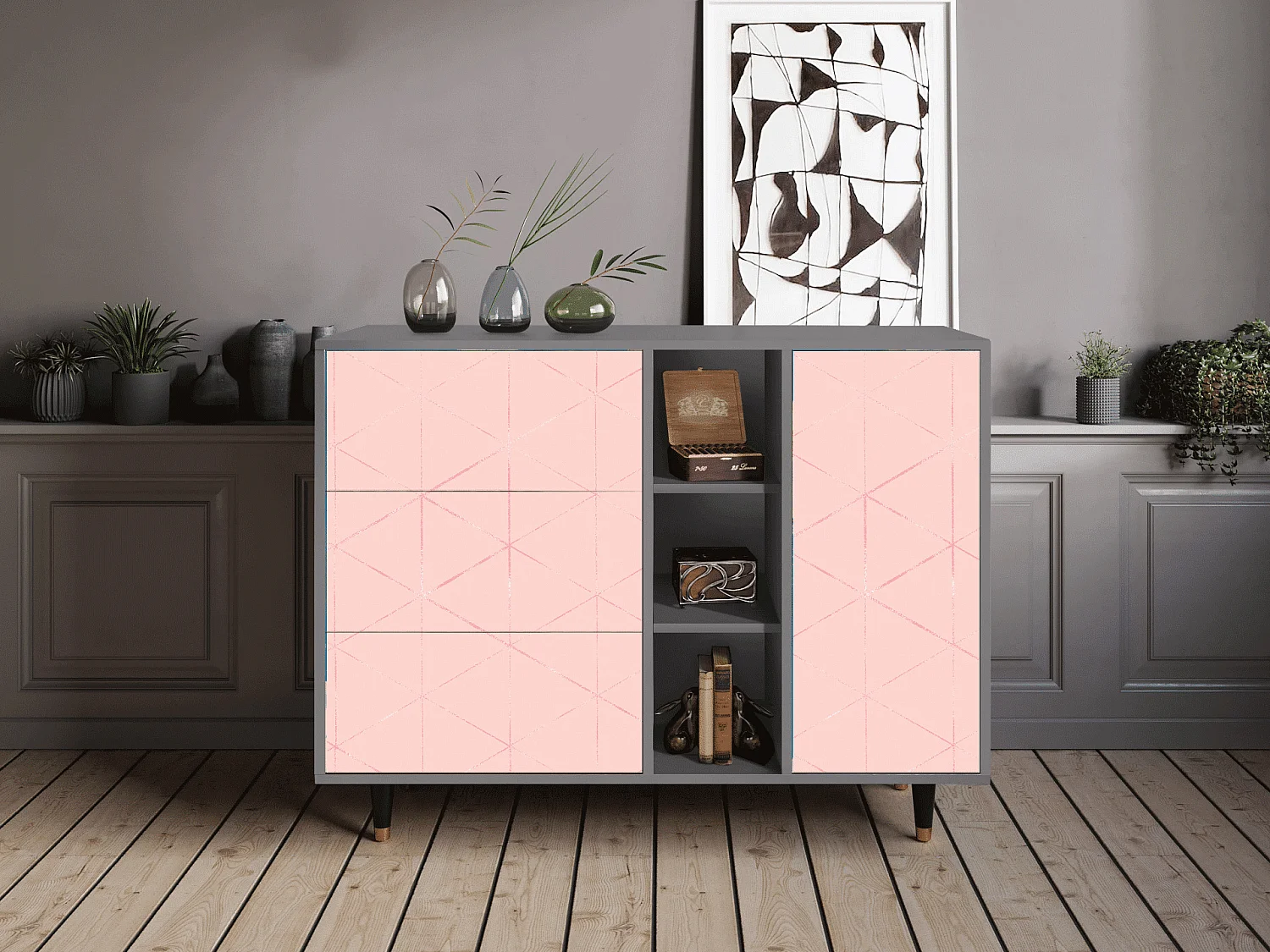 Sideboard - 125x98x48 cm - BS2 - Rose Quartz, Grau