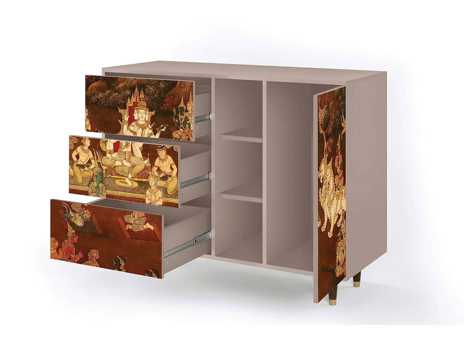 Dressoir - 125x98x48 cm - BS2 - Malyavan, Latte