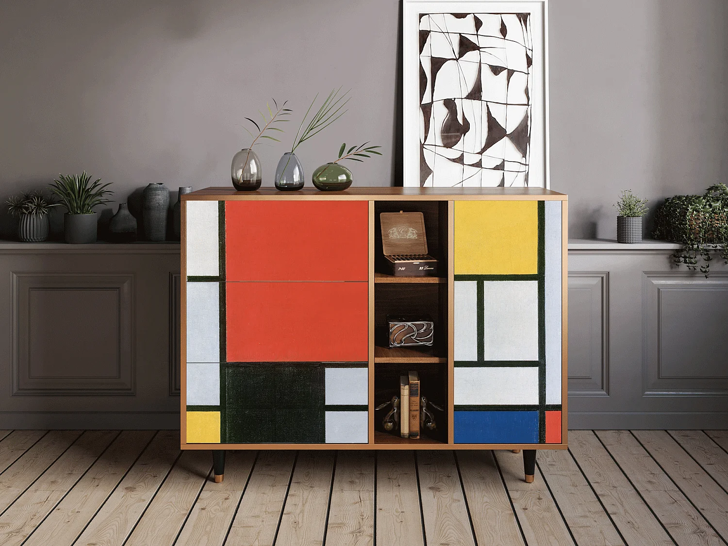 Kredens - 125x98x48 cm - BS2 - Composition, Orzech