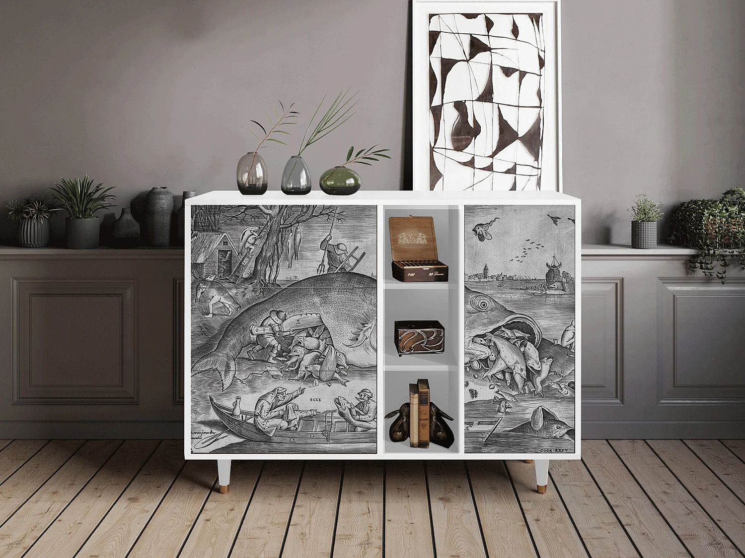 Aparador - 125x98x48 cm - BS2 - Big Fish Eat Little, Blanco