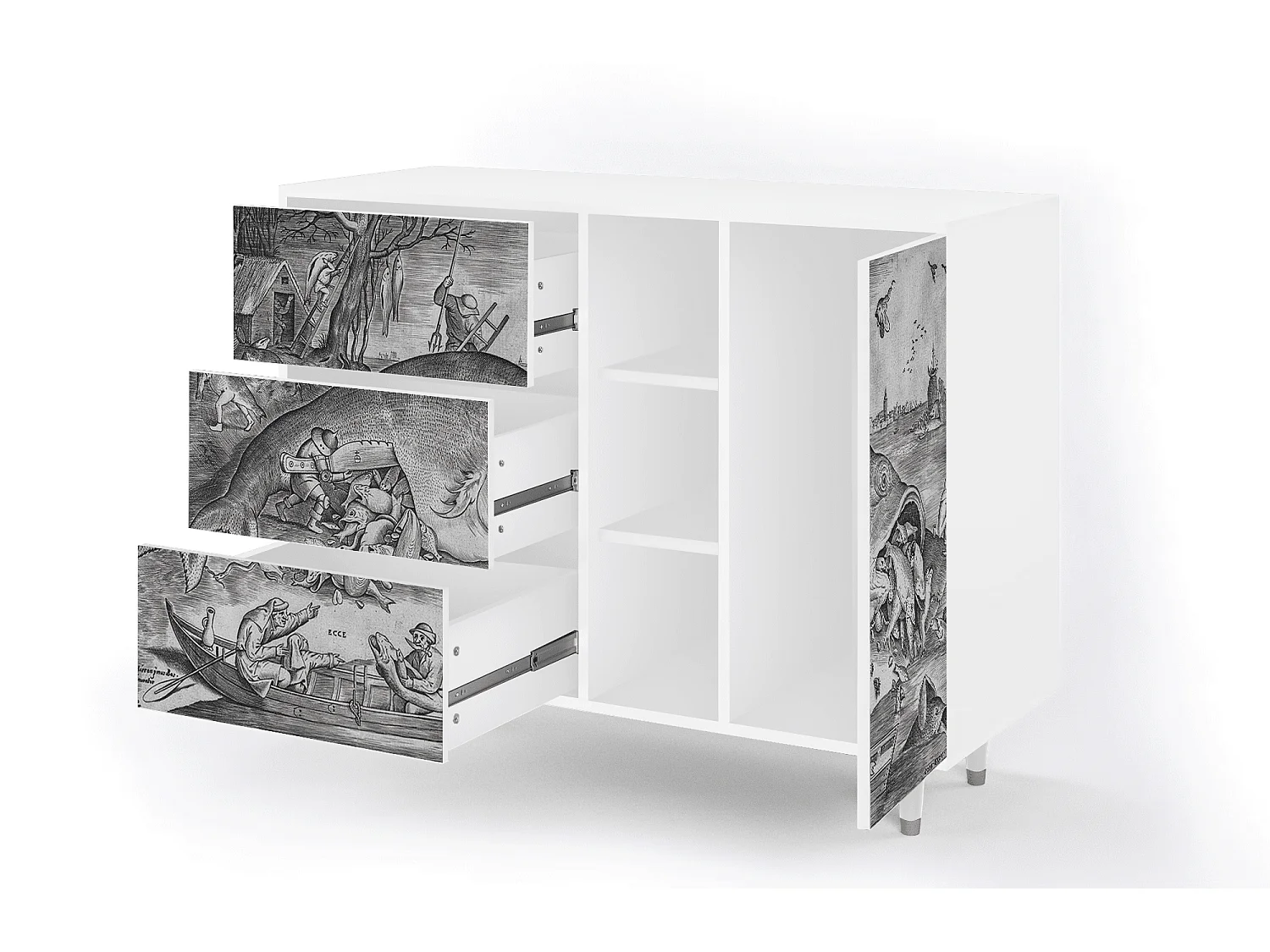 Aparador - 125x98x48 cm - BS2 - Big Fish Eat Little, Blanco