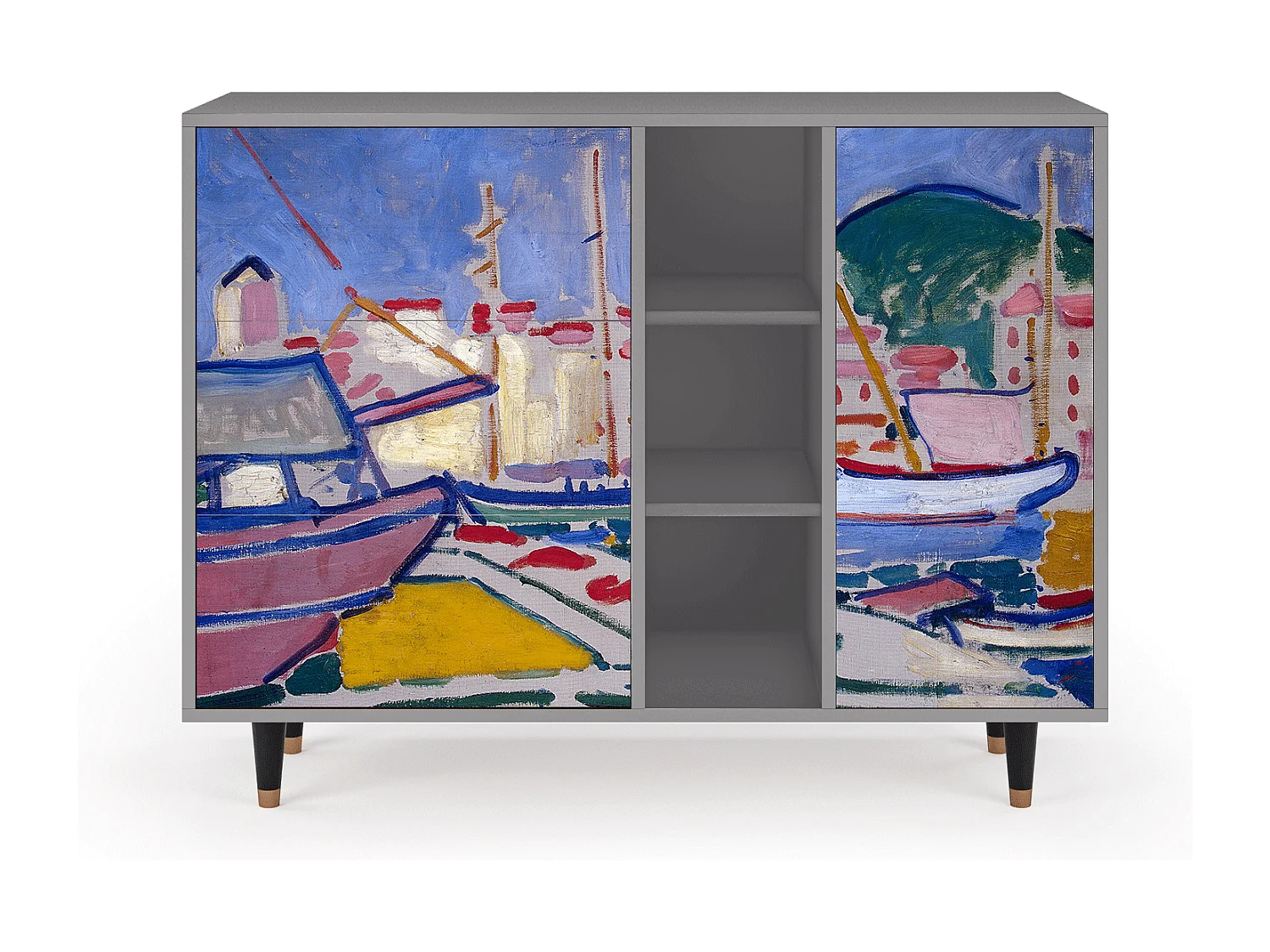 Dressoir - 125x98x48 cm - BS2 - The Port of Collioure , Grijs