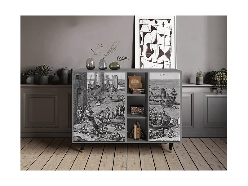 Buffet - 125x98x48 cm - BS2 - Saint Martin, Gris