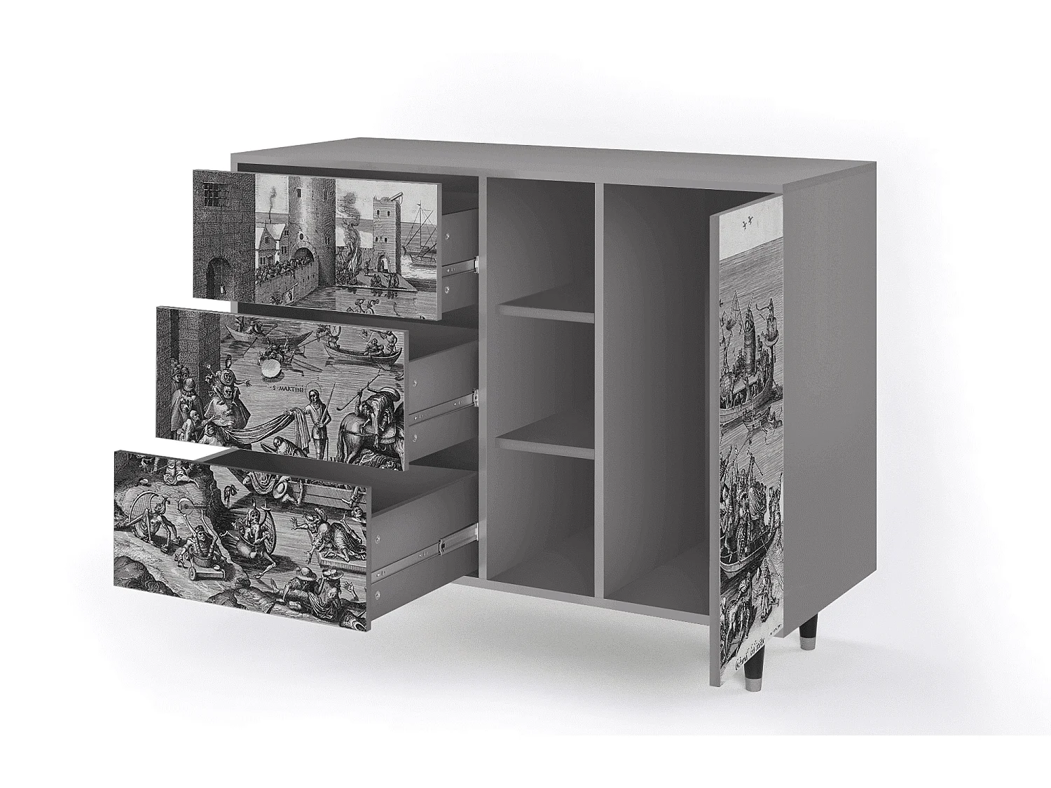 Buffet - 125x98x48 cm - BS2 - Saint Martin, Gris