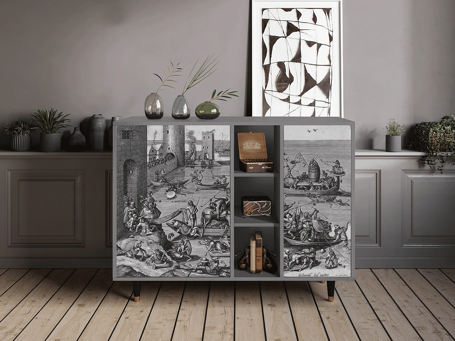 Buffet - 125x98x48 cm - BS2 - Saint Martin, Gris