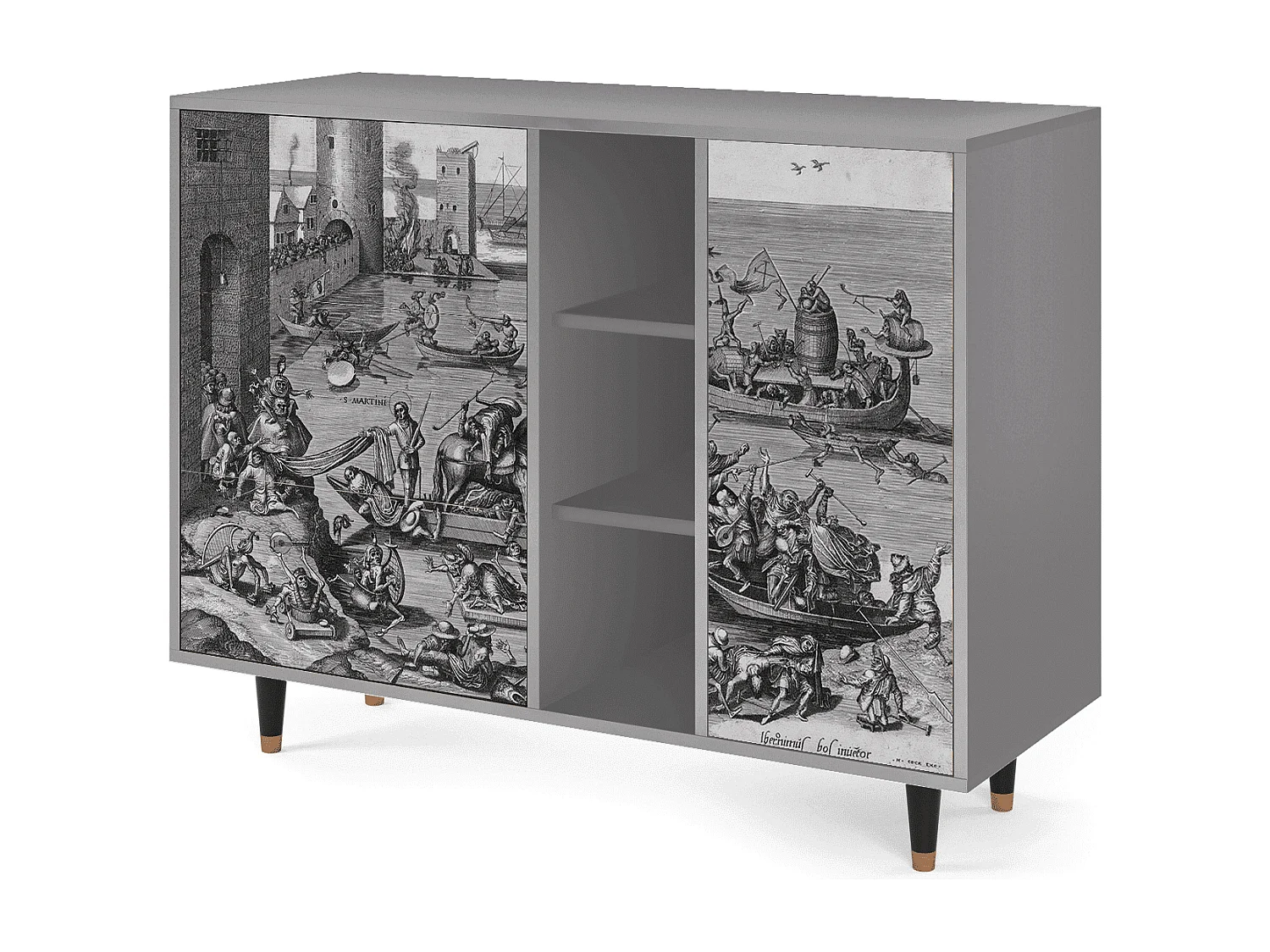 Buffet - 125x98x48 cm - BS2 - Saint Martin, Gris
