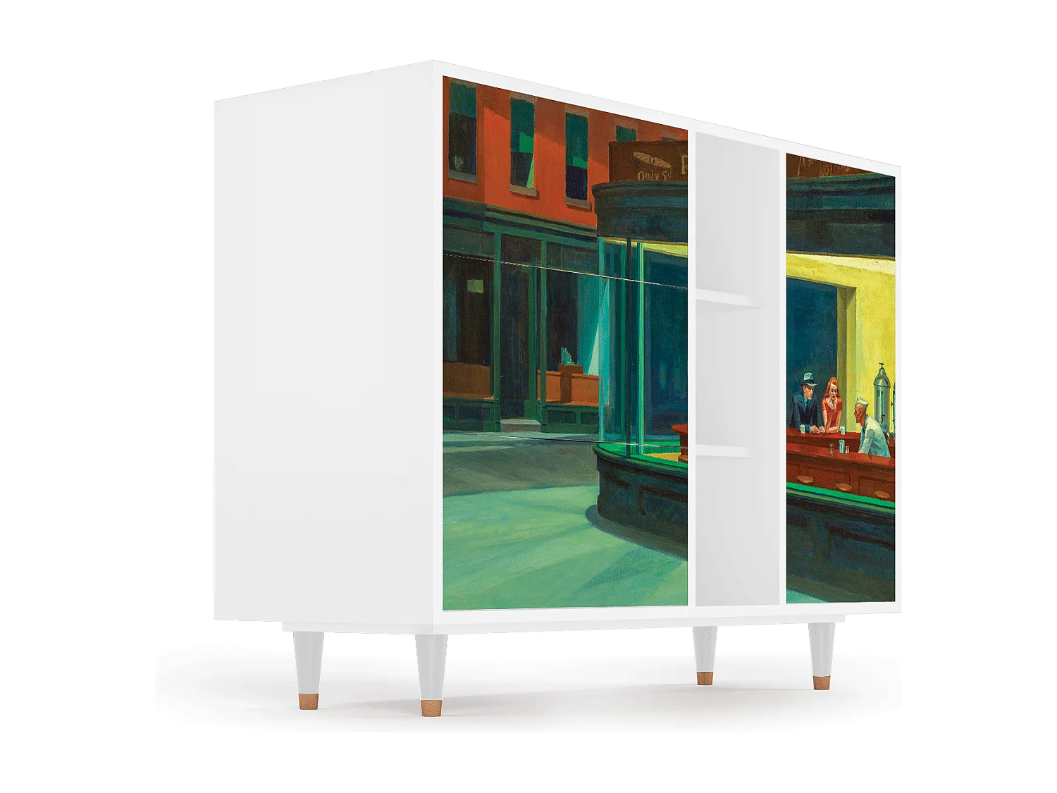 Dressoir - 125x98x48 cm - BS2 - Nighthawks by Hopper, Wit