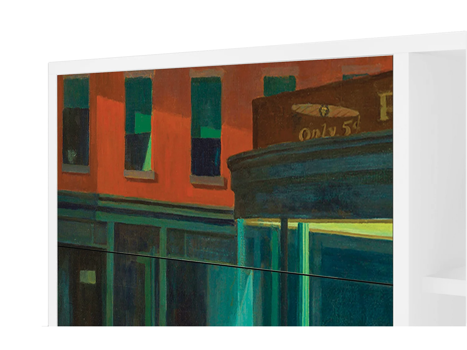 Dressoir - 125x98x48 cm - BS2 - Nighthawks by Hopper, Wit