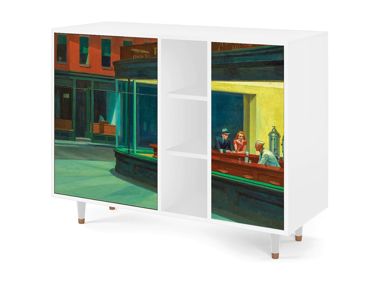 Buffet - 125x98x48 cm - BS2 - Nighthawks by Hopper, Blanc