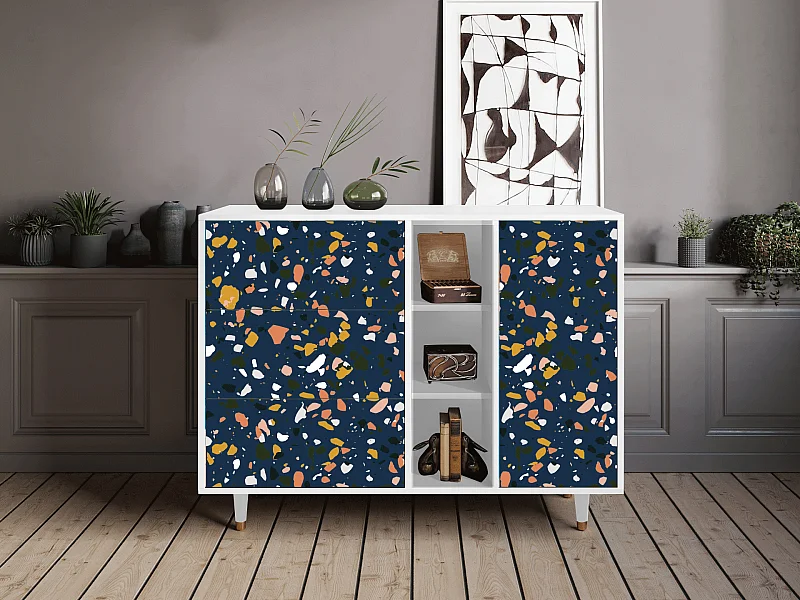 Buffet - 125x98x48 cm - BS2 - Night Sky Langhterns, Blanc