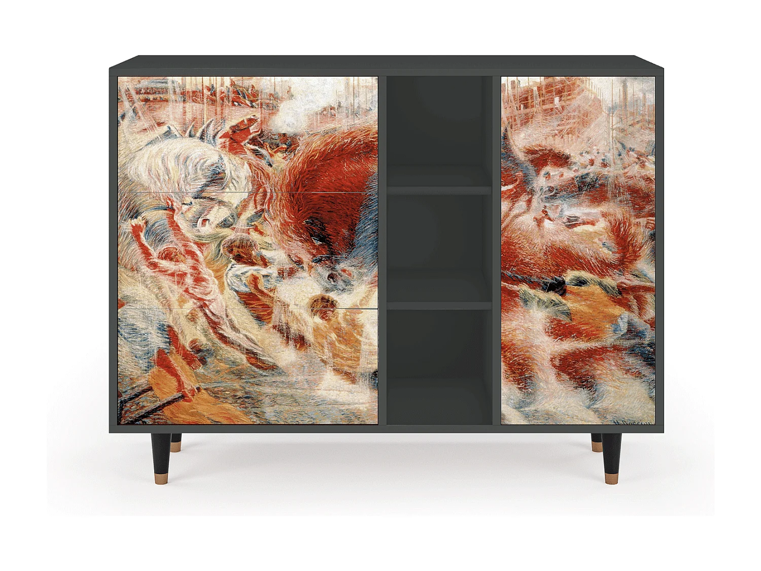 Kredens - 125x98x48 cm - BS2 - The City Rises, Antracyt