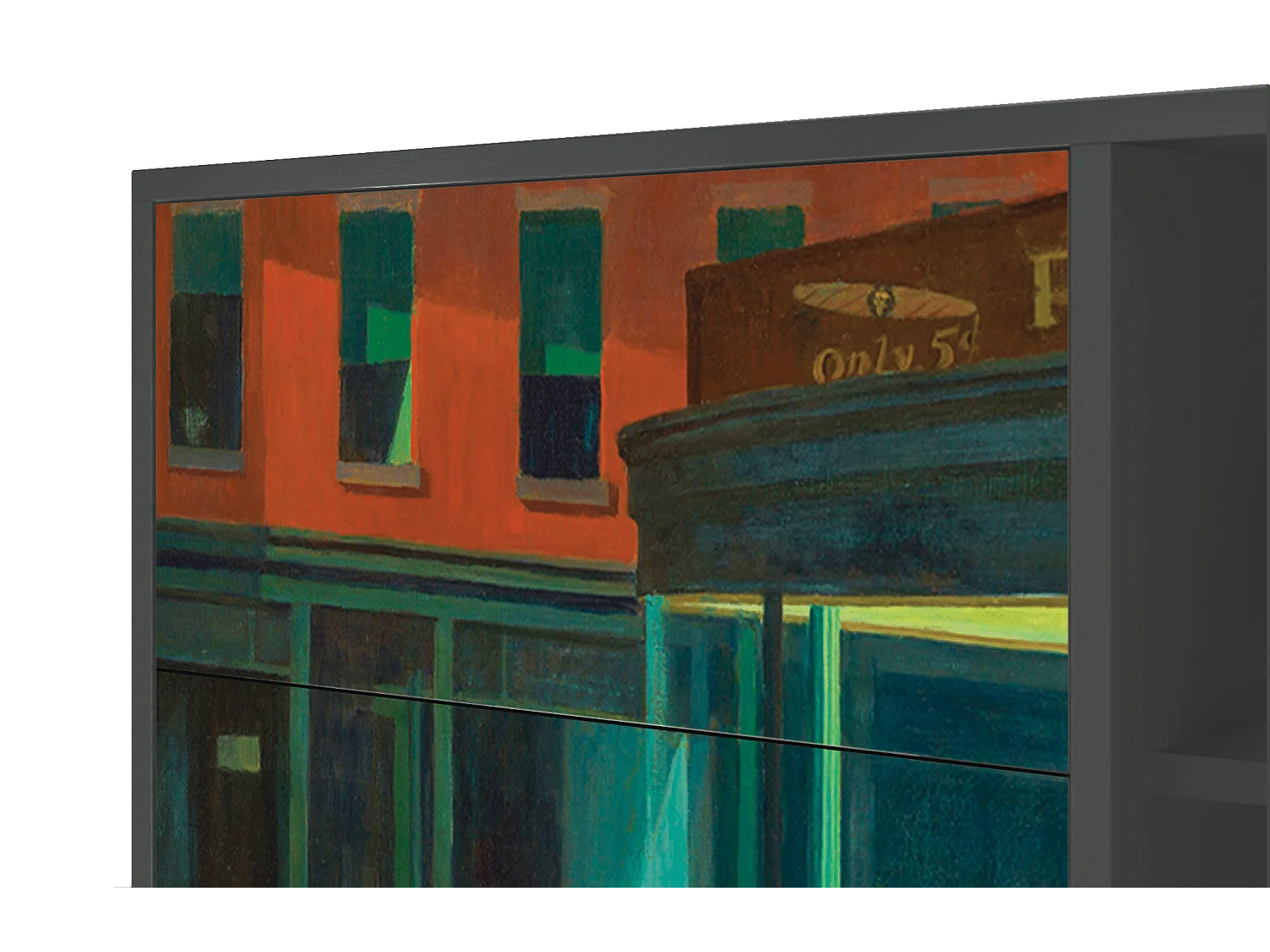 Kredens - 125x98x48 cm - BS2 - Nighthawks by Hopper, Antracyt