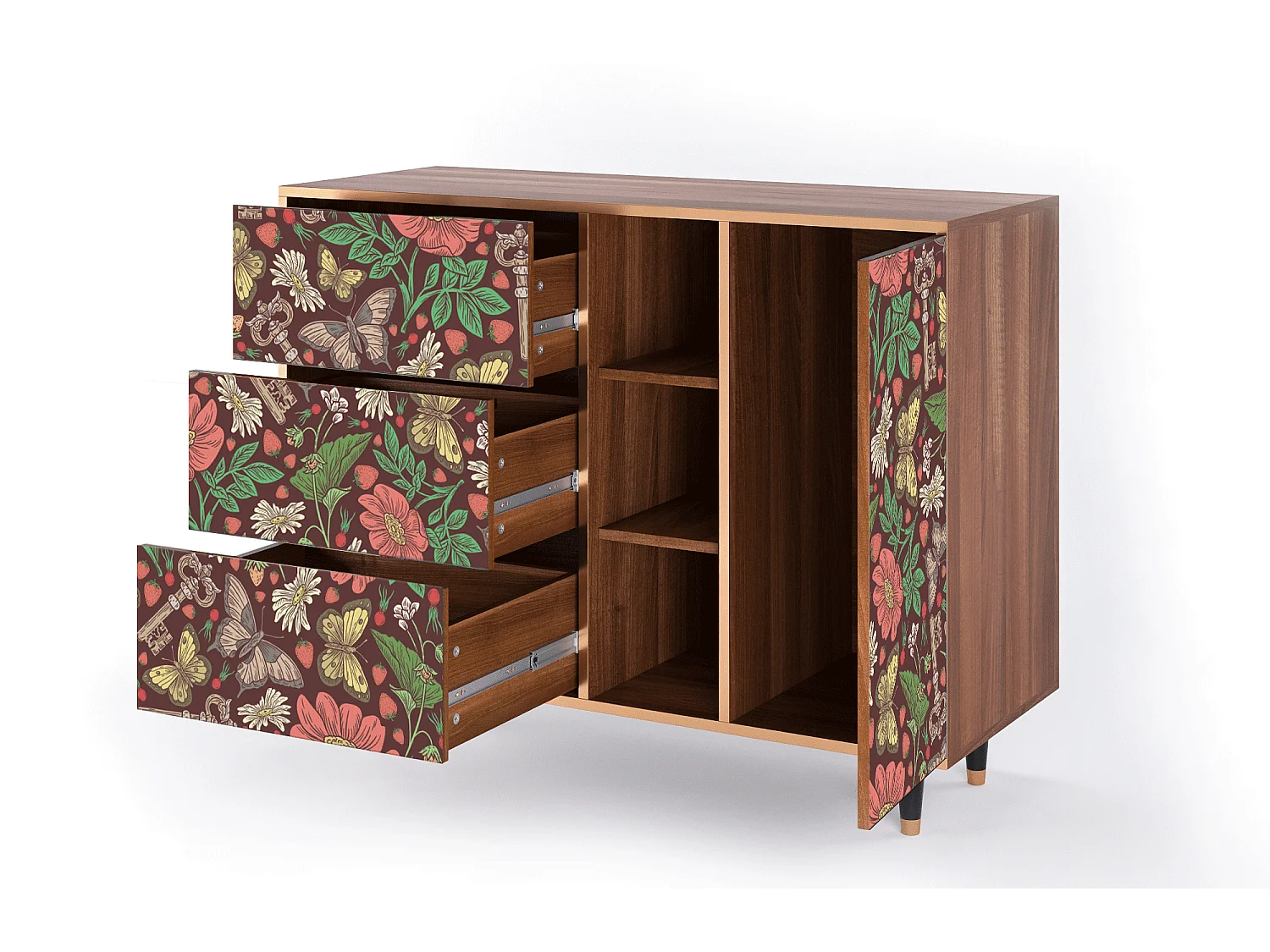Credenza - 125x98x48 cm - BS2 - Alice in Wonderland, Noce