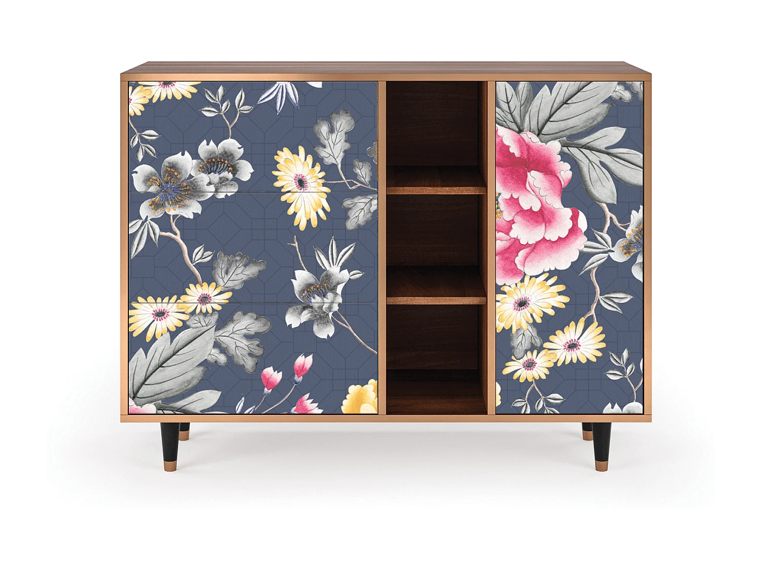 Credenza - 125x98x48 cm - BS2 - Dark Flower Bed, Noce